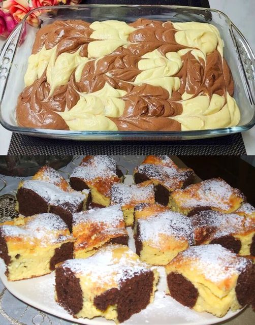 Äußerst lecker, Tag und Nacht Kuchen in 10 Minuten im Ofen