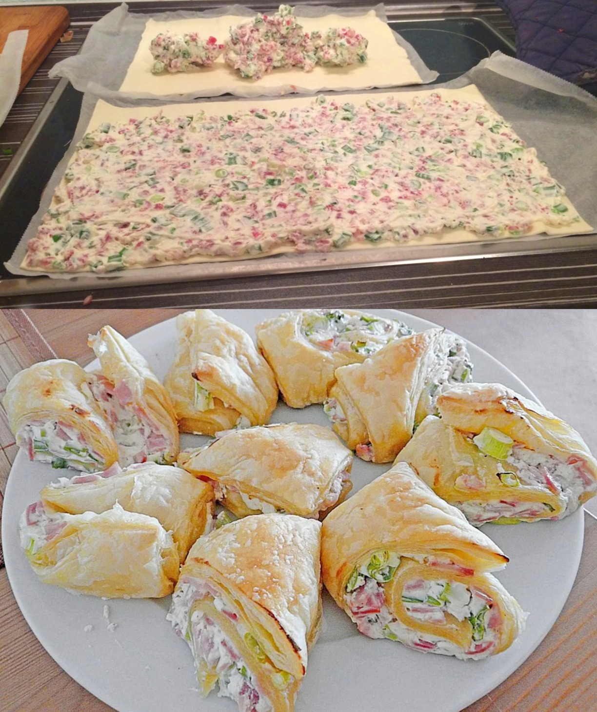 Einfach köstlich und in Paar Minuten zubereitet, Flammkuchenrolle