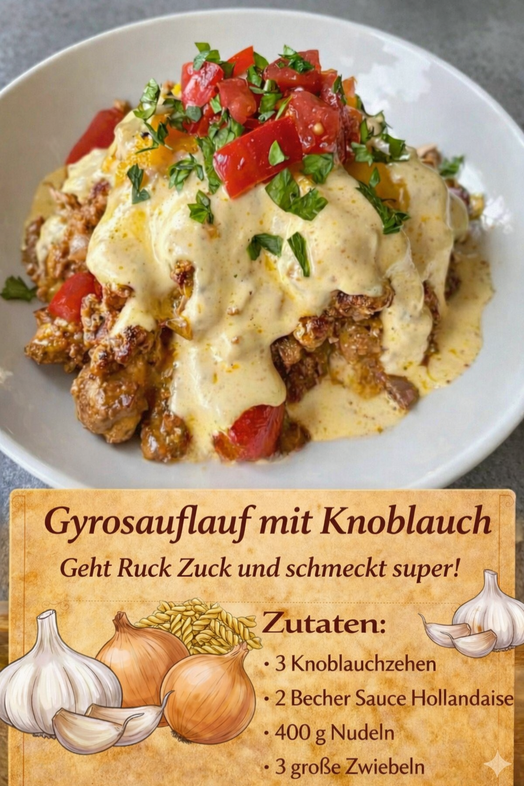 Gyros-Nudelauflauf mit Käsekruste – Herzhaft, cremig und einfach gemacht!