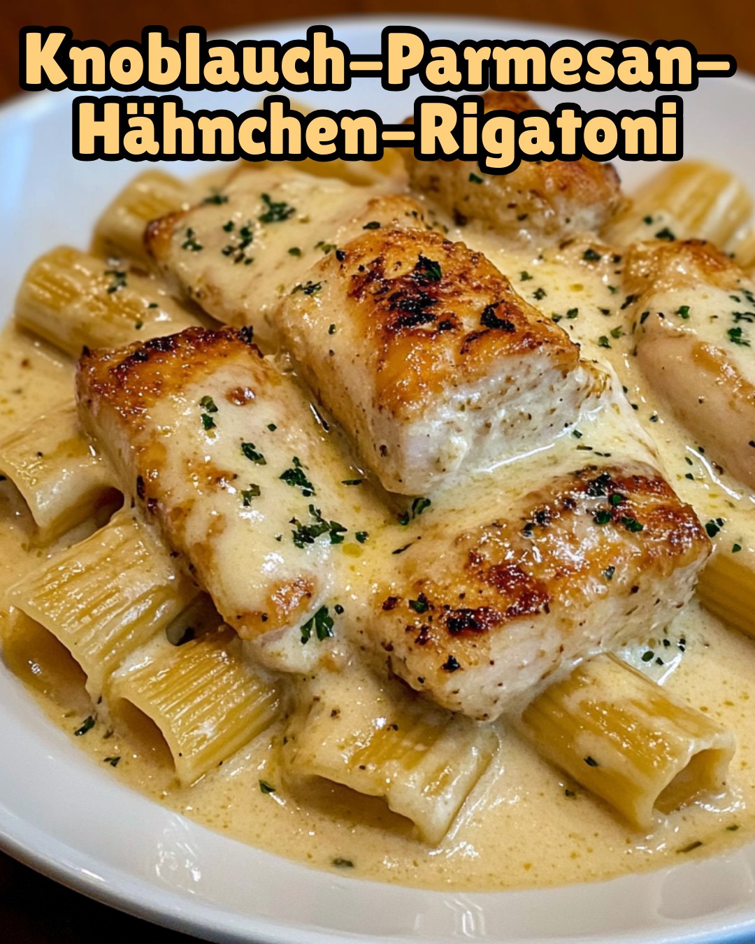 🍗🧄🍝 Knoblauch-Parmesan-Hähnchen-Rigatoni: Ein cremiger Genuss!