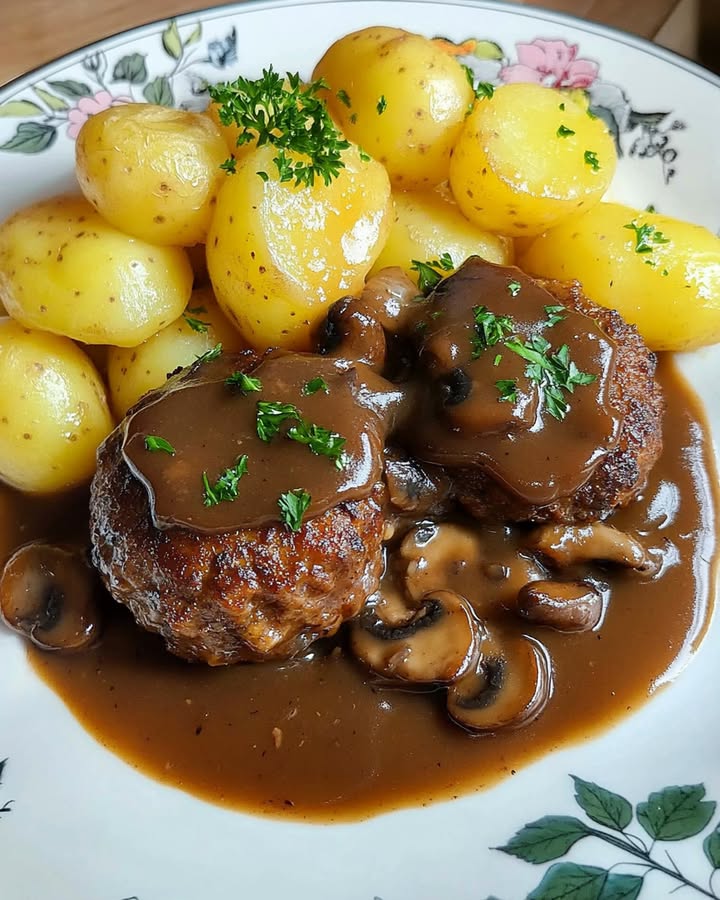 🍽️ Bouletten mit Champignon-Waldpilzsoße und Kartoffeln – Ein herzhaftes Gericht!