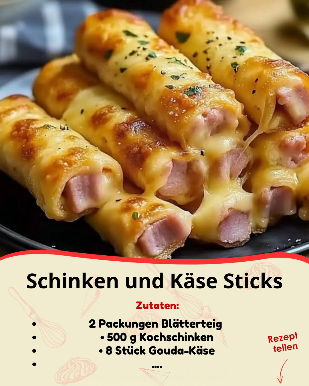 🧀 Schinken und Käse Sticks – Der perfekte Snack für zwischendurch!