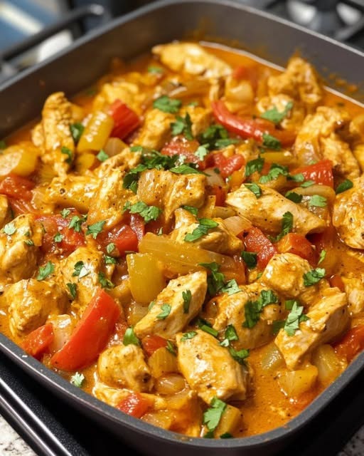 Schnelles Ofen-Rahmgulasch mit Hähnchen