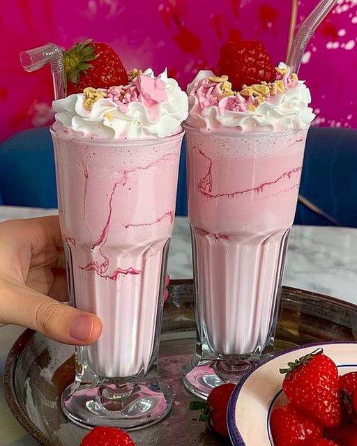 🍓 Erdbeer Milchshake mit nur 3 Zutaten – So lecker & gesund!