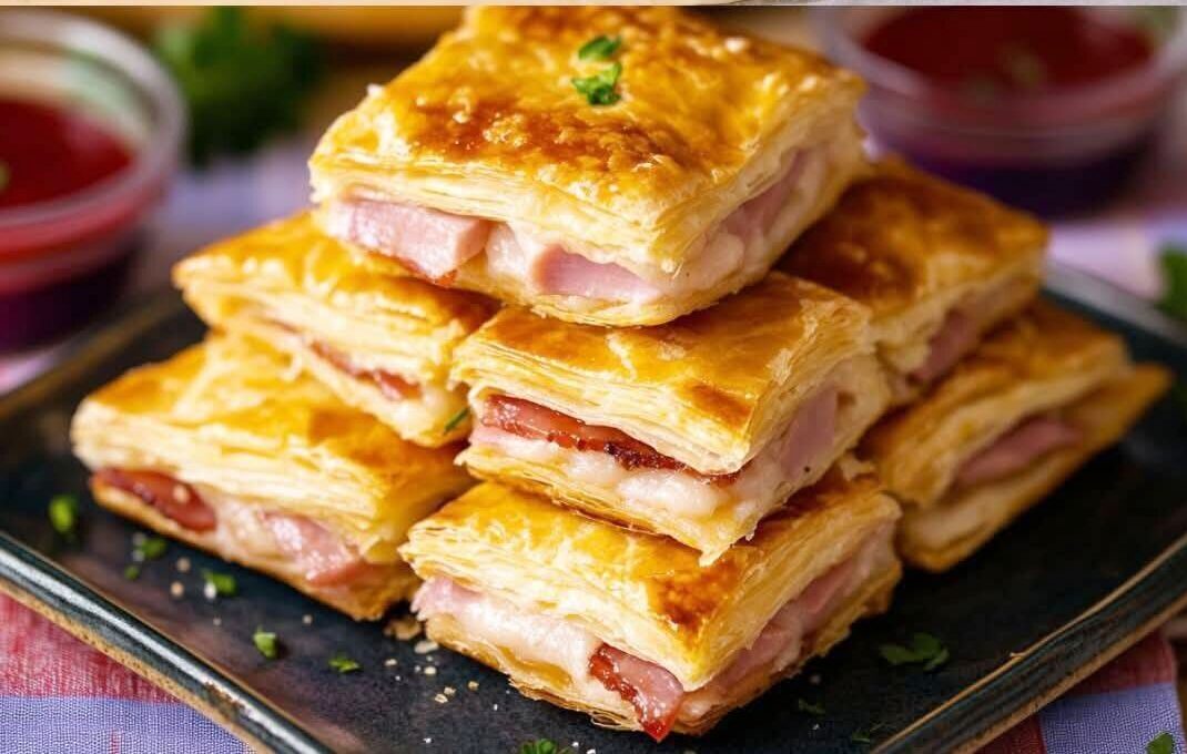 Blätterteig mit Schinken und Käse