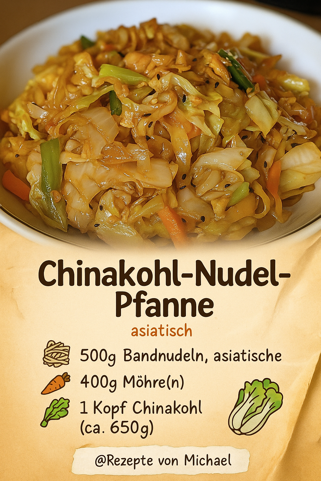 🥢 So einfach, so lecker – Chinakohl-Nudel-Pfanne wie vom Asia-Imbiss! 🍜