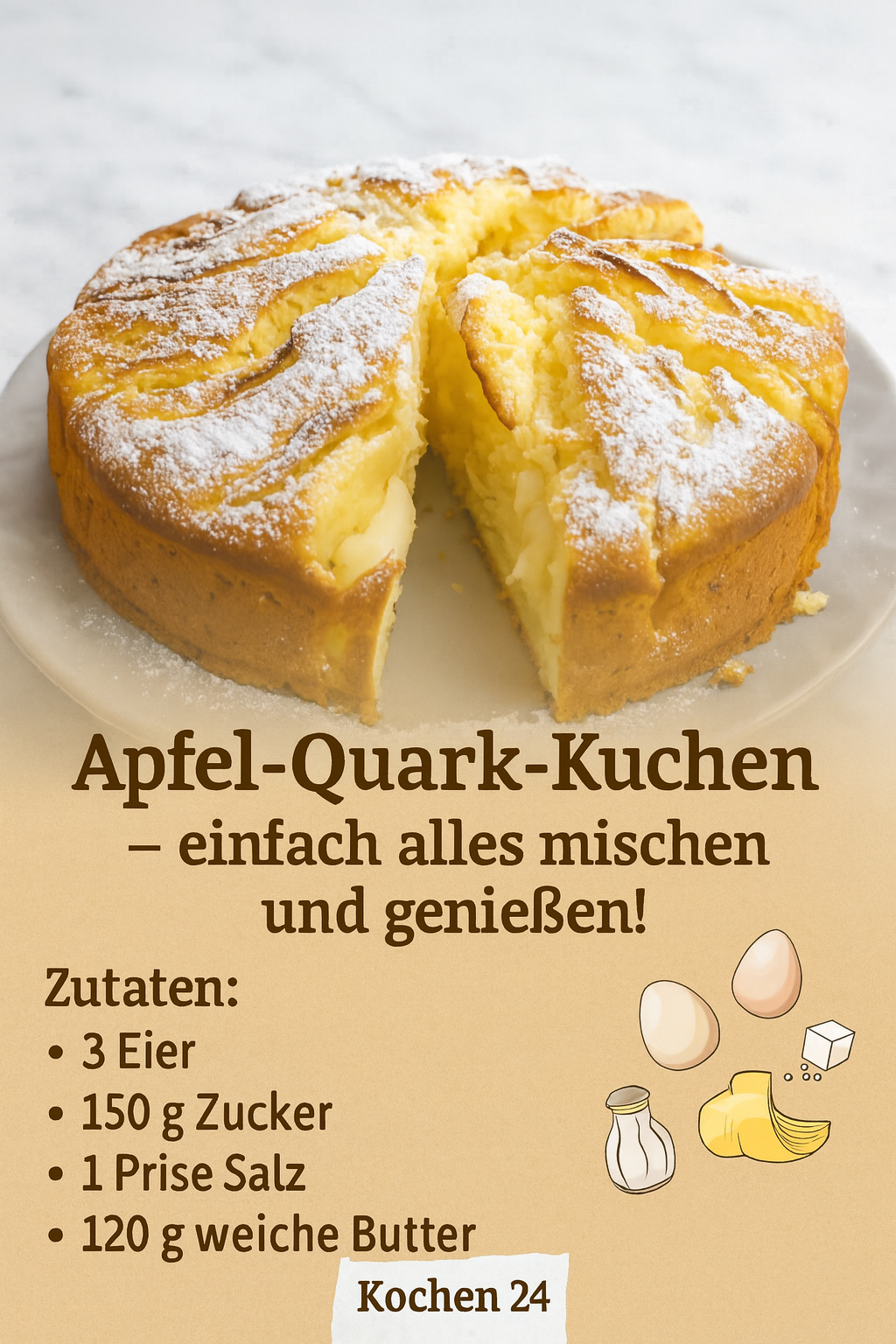 Apfel-Quark-Kuchen – einfach alles mischen und genießen!