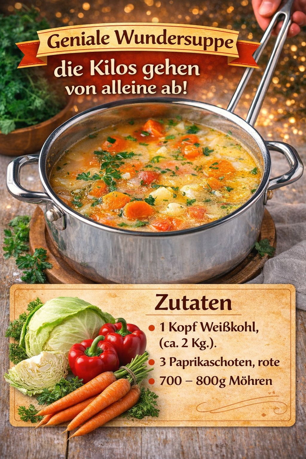 Geniale Wundersuppe mit Weißkohl – schnell ein paar Pfunde verlieren