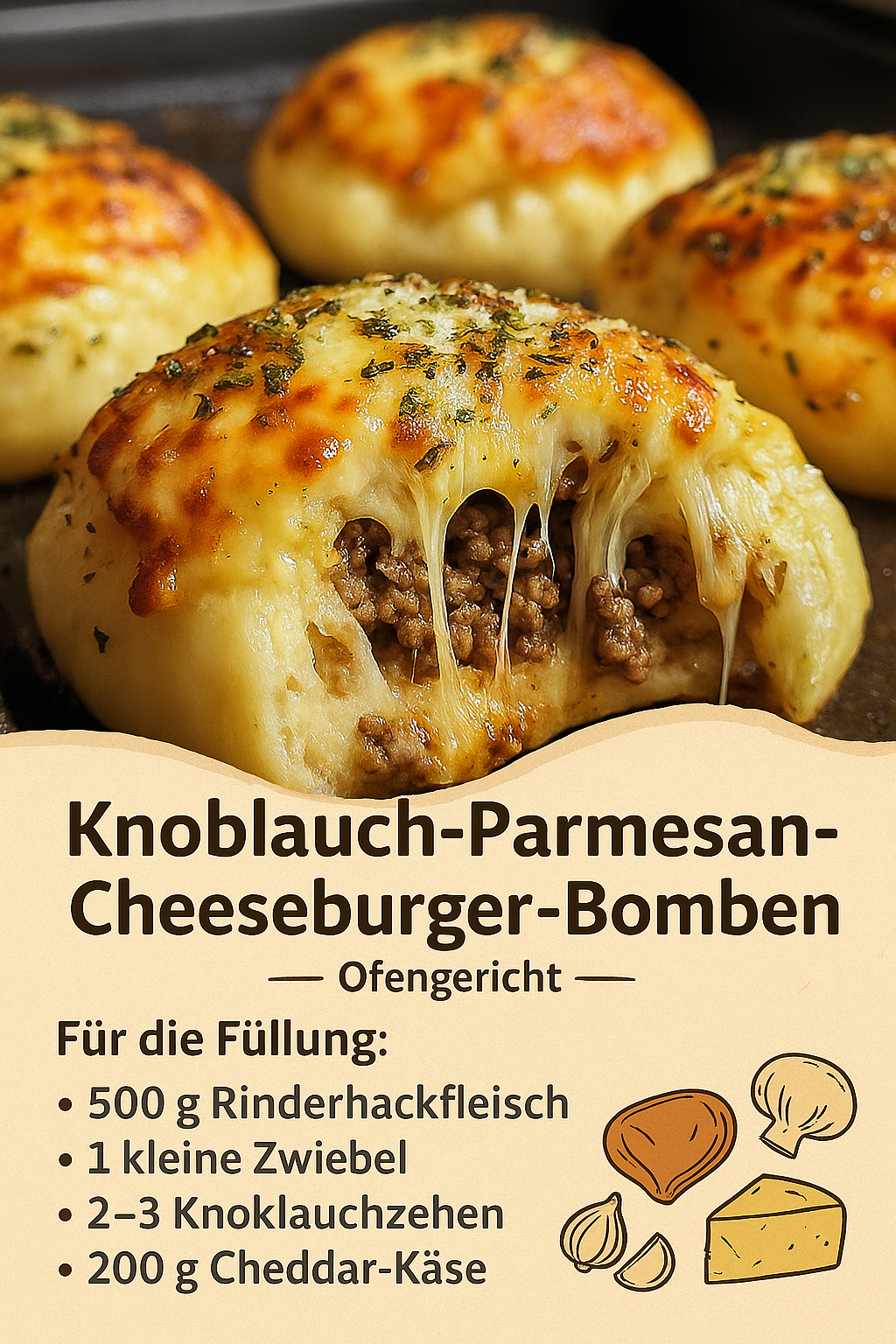 🍔 Knoblauch-Parmesan-Cheeseburger – saftig, käsig & unwiderstehlich!