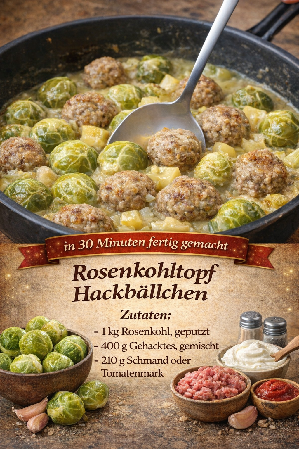 🥬🍲 In 30 Minuten fertig! – Rosenkohleintopf mit Hackbällchen 😍