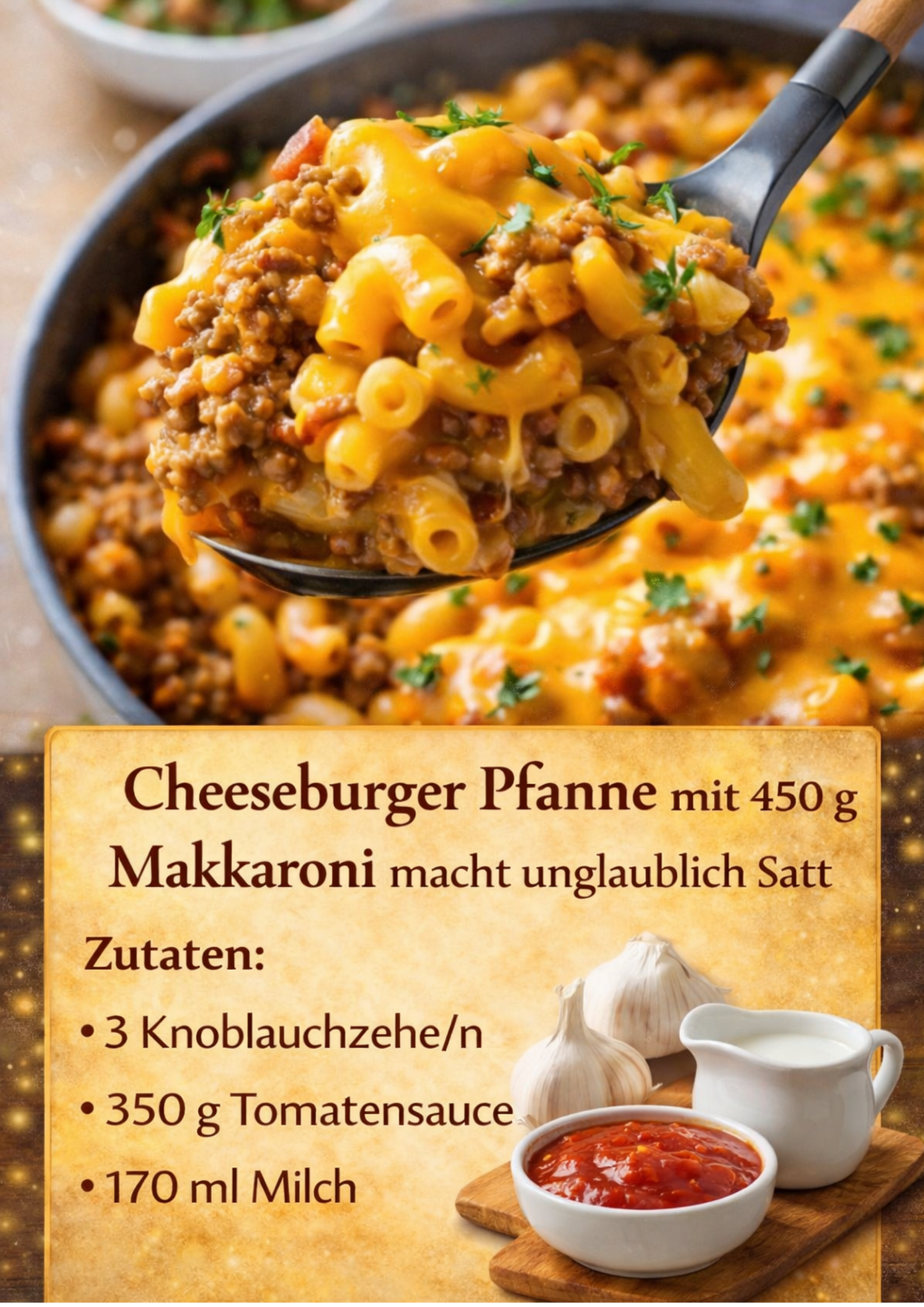 Cheeseburger Pfanne mit Makkaroni – macht unglaublich satt