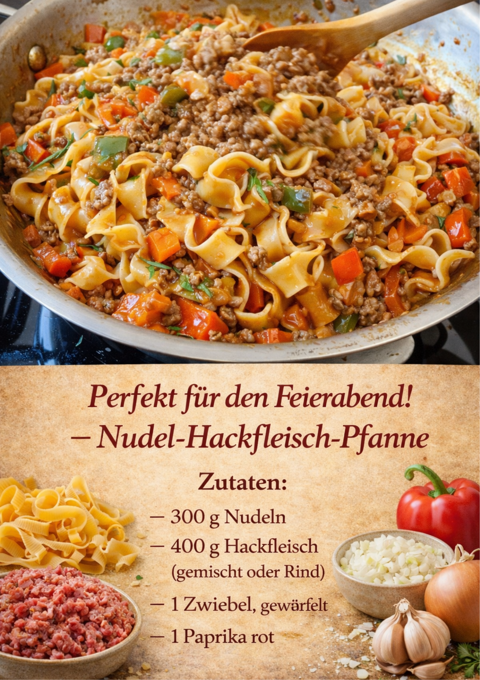 Blitzschnell & mega lecker – Nudel-Hackfleisch-Pfanne in 15 Minuten