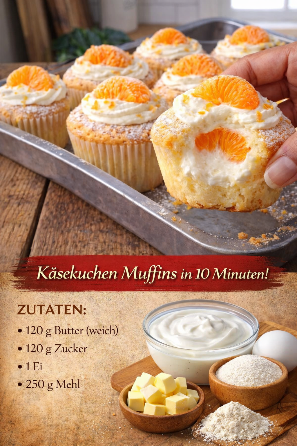🧁 Käsekuchen-Muffins in 10 Minuten – schnell, cremig & himmlisch lecker!