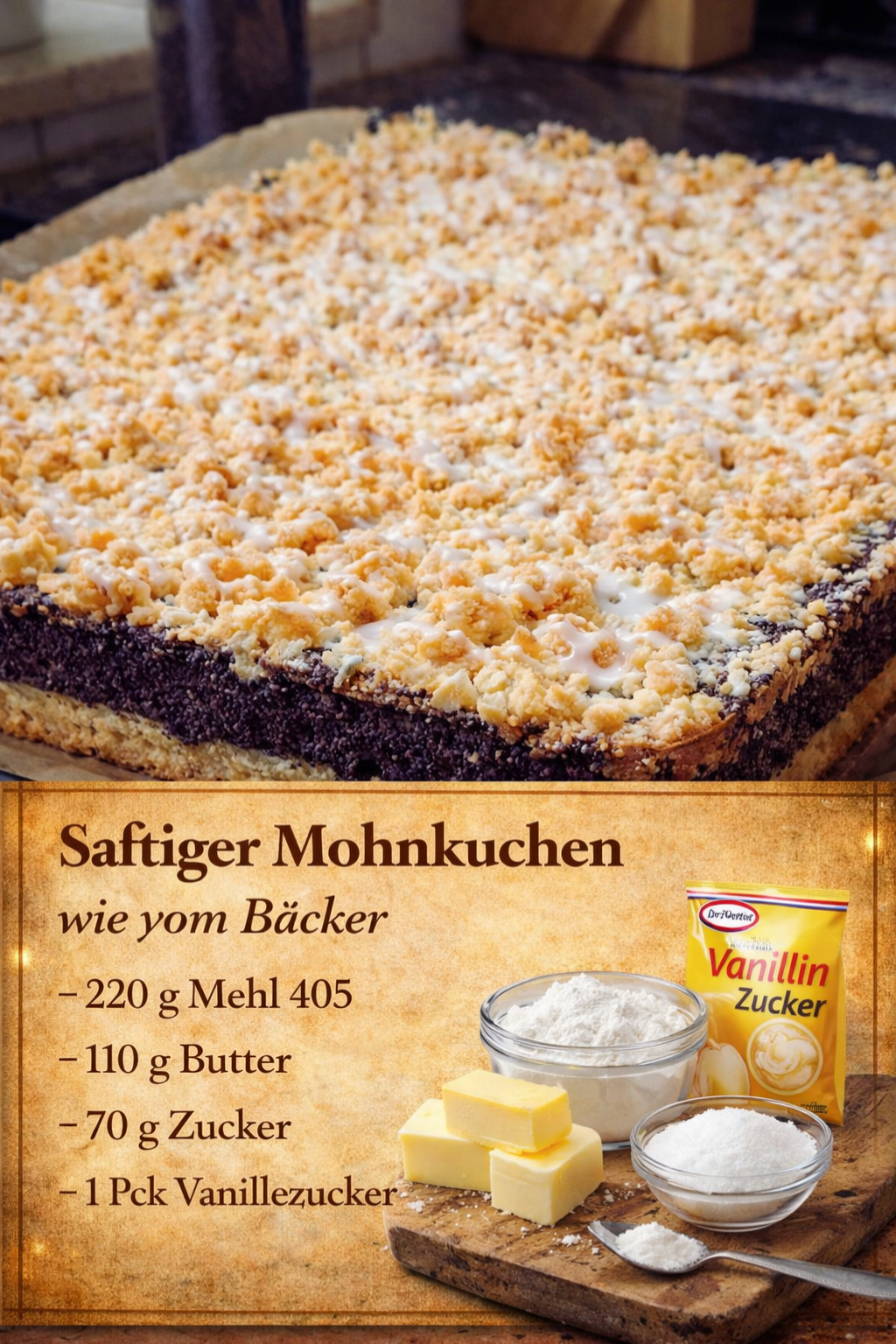 Saftiger Mohnkuchen wie vom Bäcker