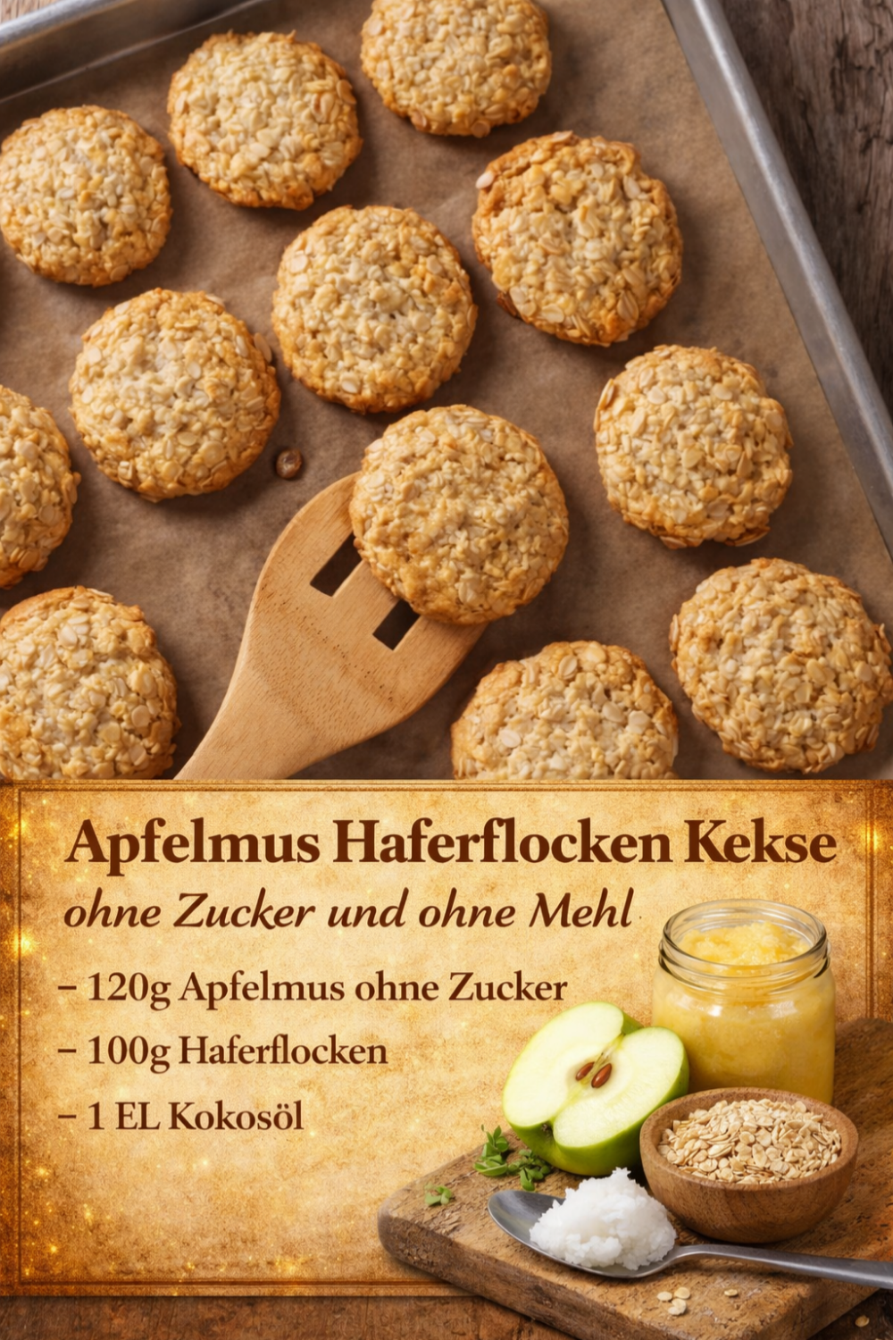 Apfelmus-Haferflocken-Kekse ohne Zucker und ohne Mehl – gesund & super einfach 🍎🍪