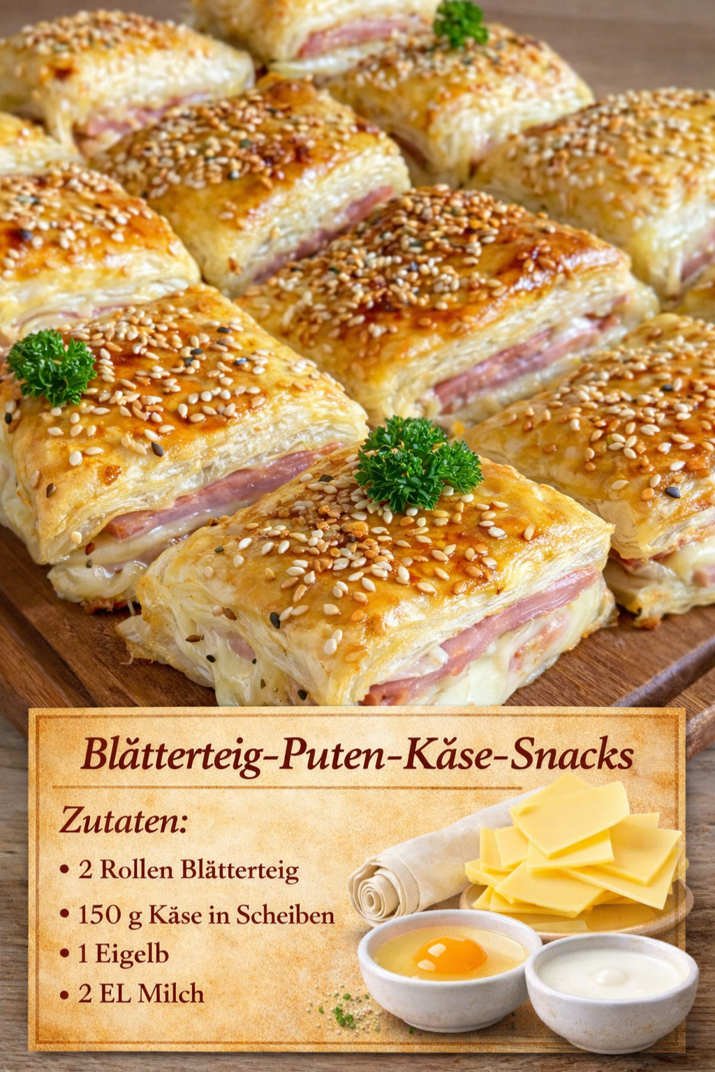 Achtung Suchtgefahr! Diese Blätterteig-Puten-Käse-Snacks sind in 30 Minuten fertig 😍