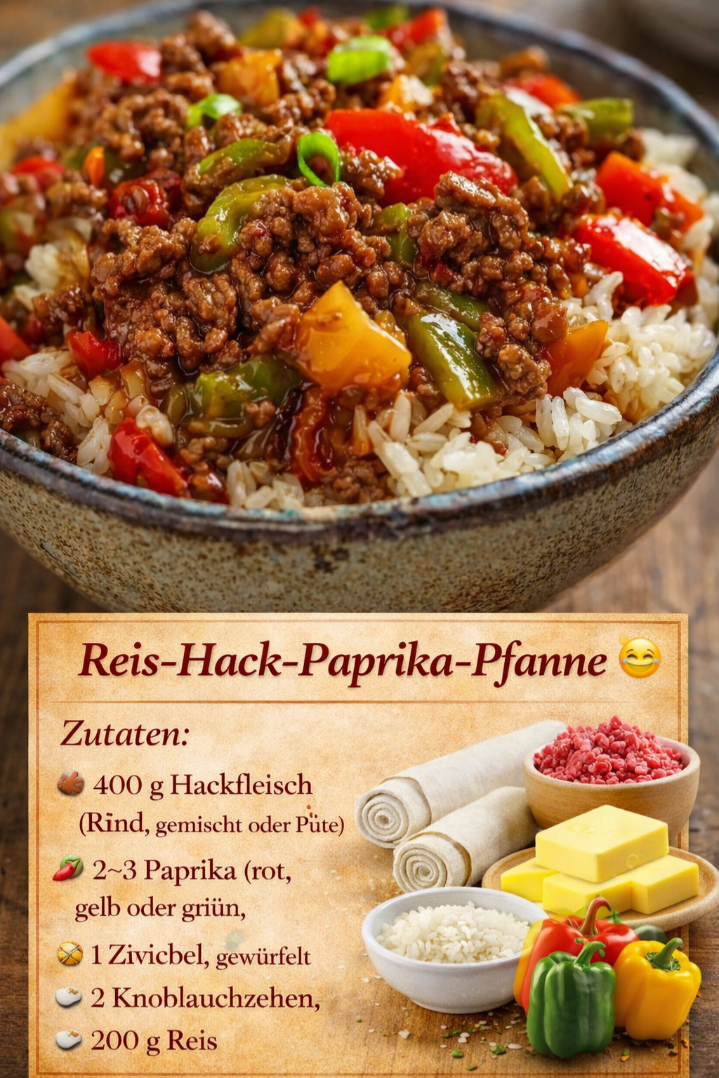 Reis-Hack-Paprika-Pfanne