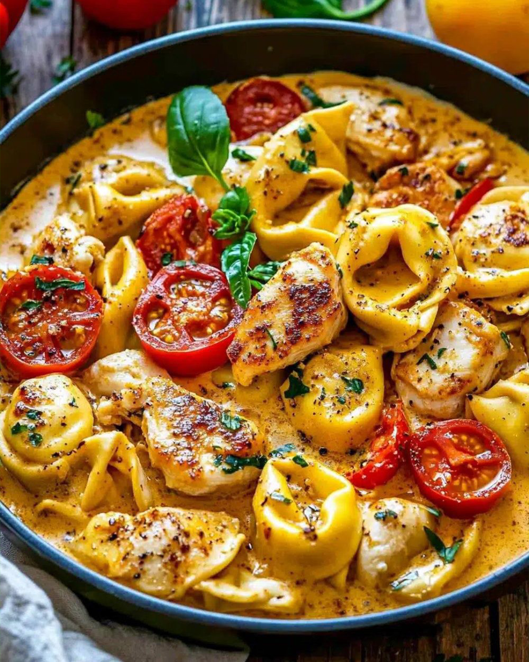 Abgefahren lecker! Tortellini mit Hähnchen und Schmand – in nur 10 Minuten 😍