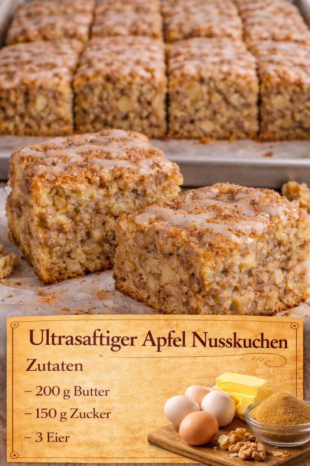 Ultrasaftiger Apfel-Nusskuchen mit Suchtfaktor 100! 😍🍏Ultrasaftiger Apfel-Nusskuchen mit Suchtfaktor 100! 😍🍏