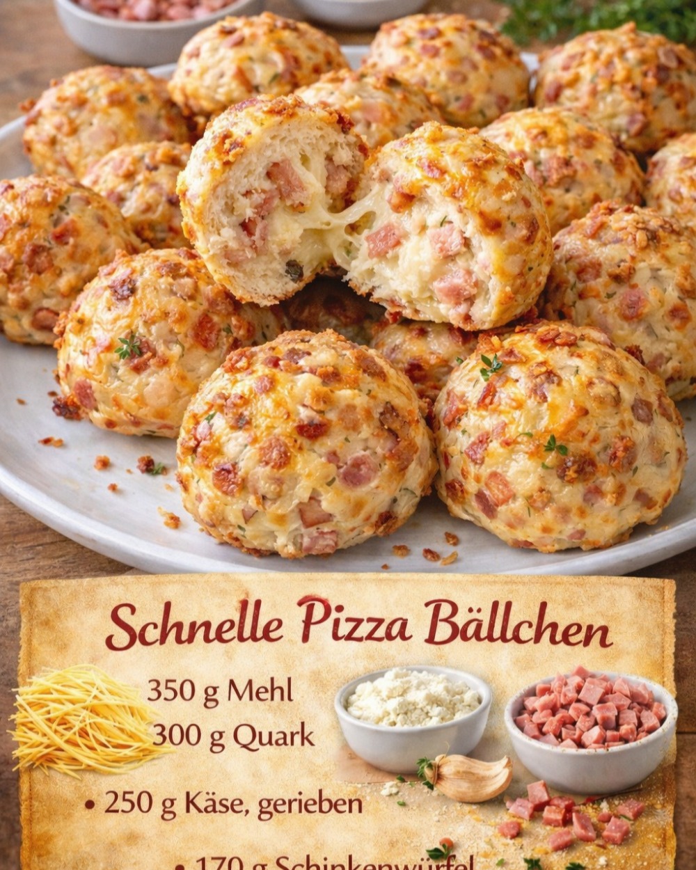 Schnelle Pizza Bällchen – herzhaft, käsig und einfach