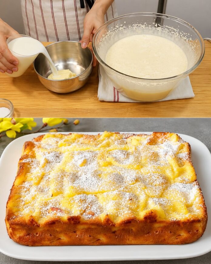 Apfel-Vanillepudding-Kuchen – saftig, weich und einfach