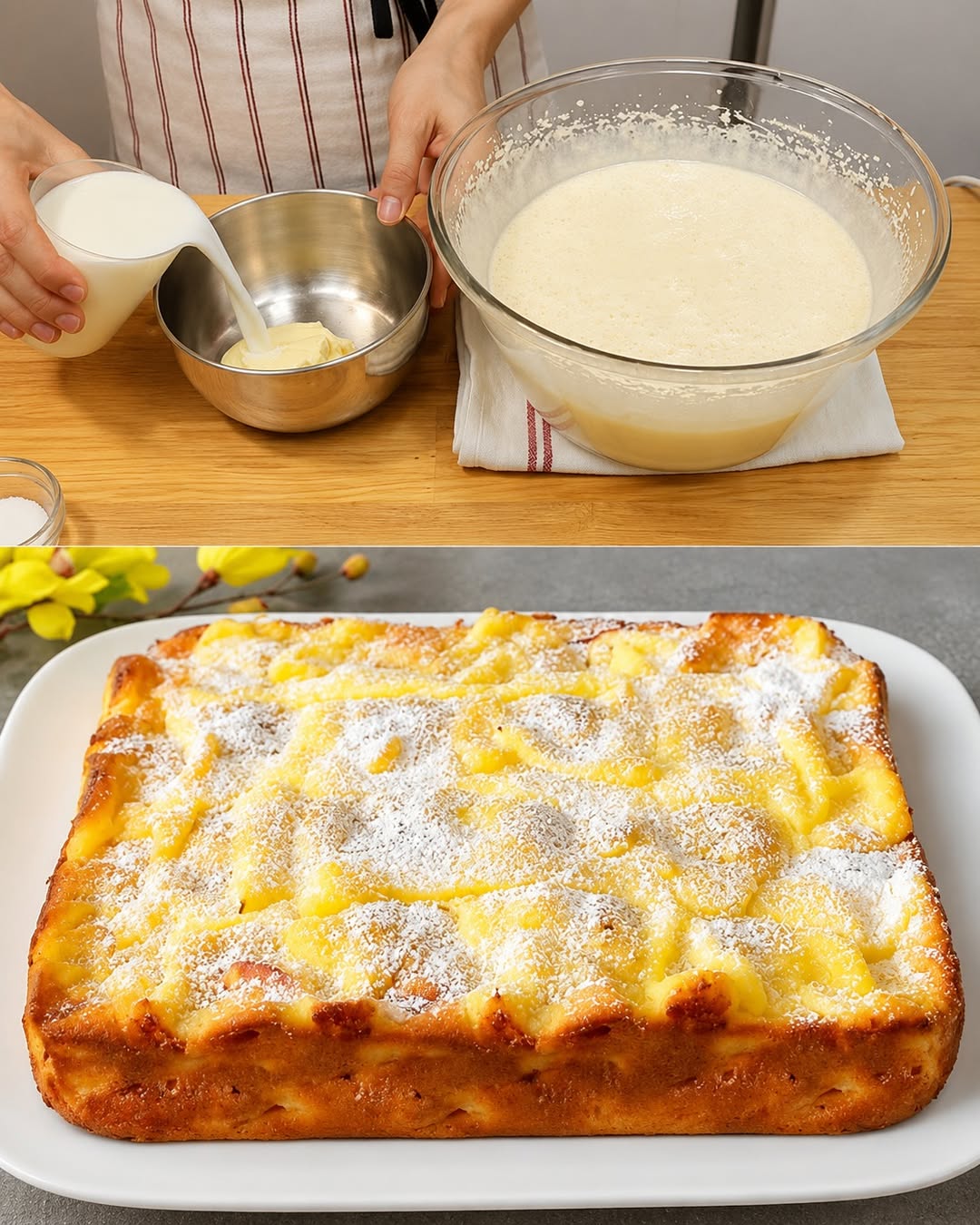 Apfel-Vanillepudding-Kuchen – saftig, weich und einfach